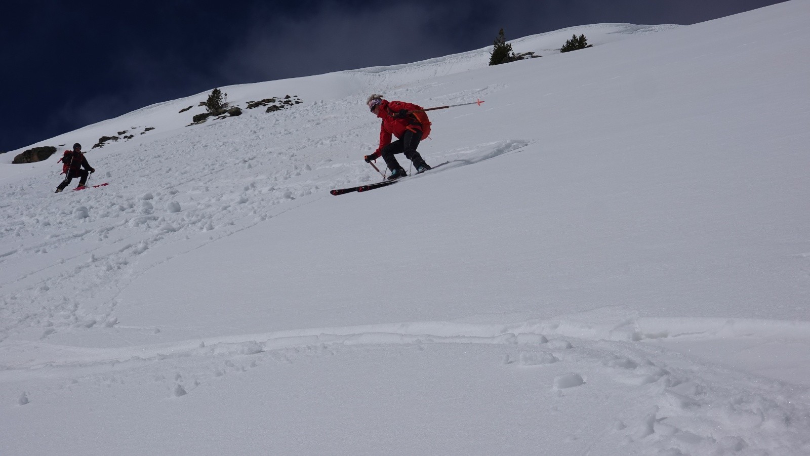 Neige humide mais skiante sous la Cime de Sistron