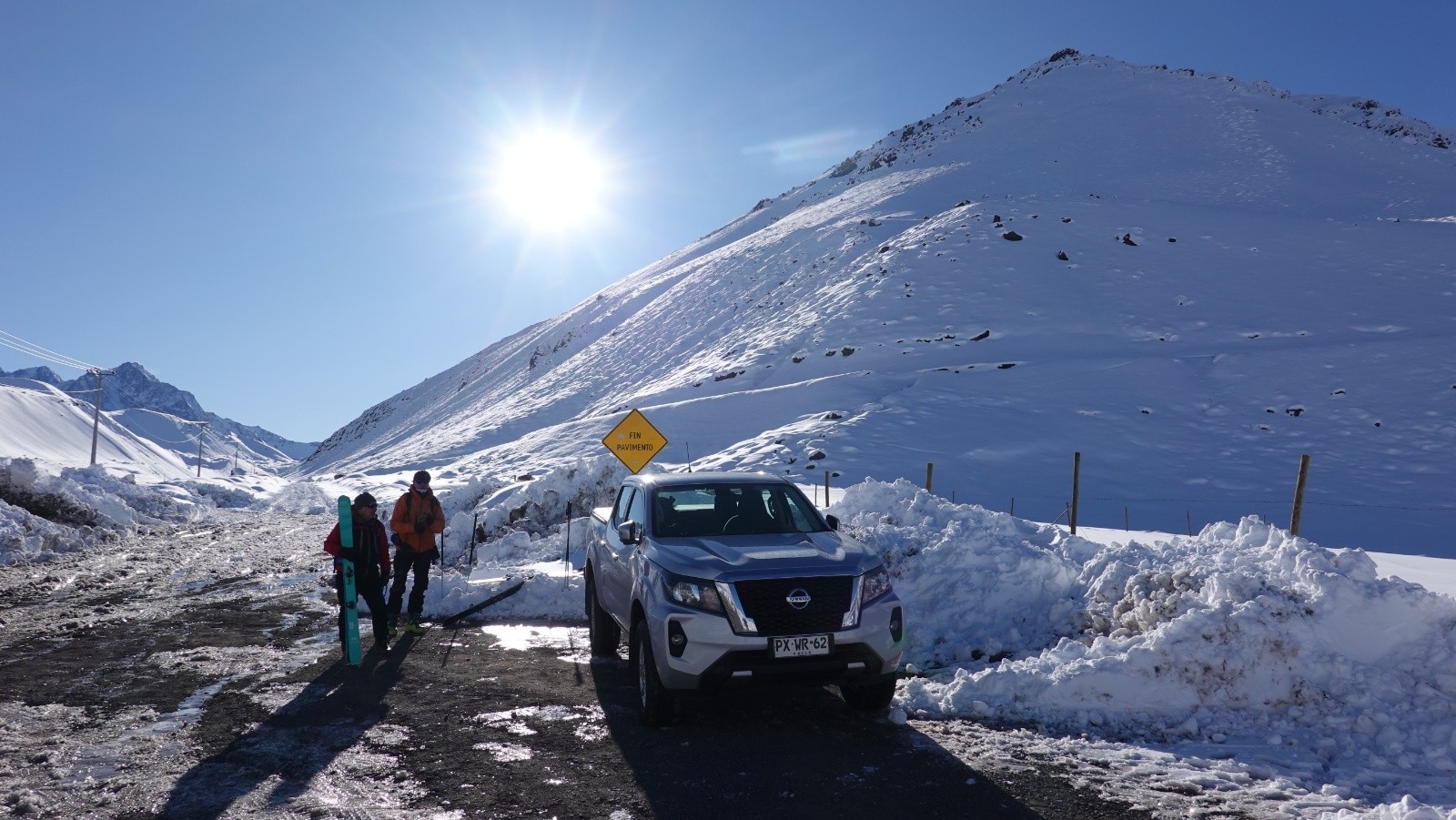 Peu avant le départ au bout du déneigement de la route