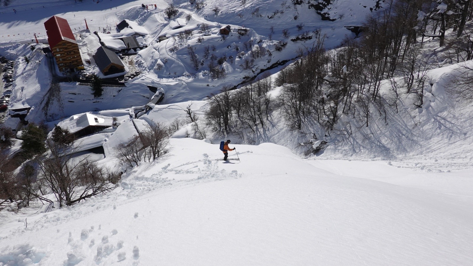 Descente en neige humide sur les Termas de la station