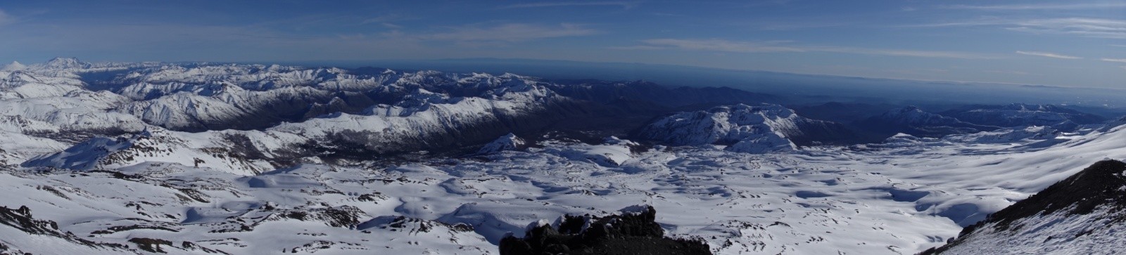 Panorama vers l'Ouest notamment vers Las Trancas et le Pacifique