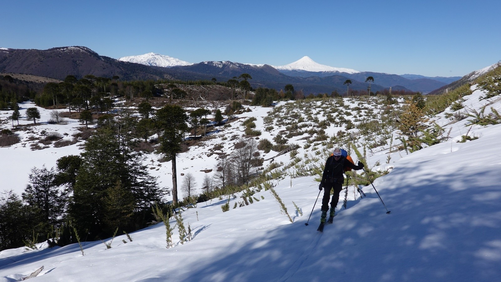 Au-dessus du Lago Seco, enneigement tout juste suffisant