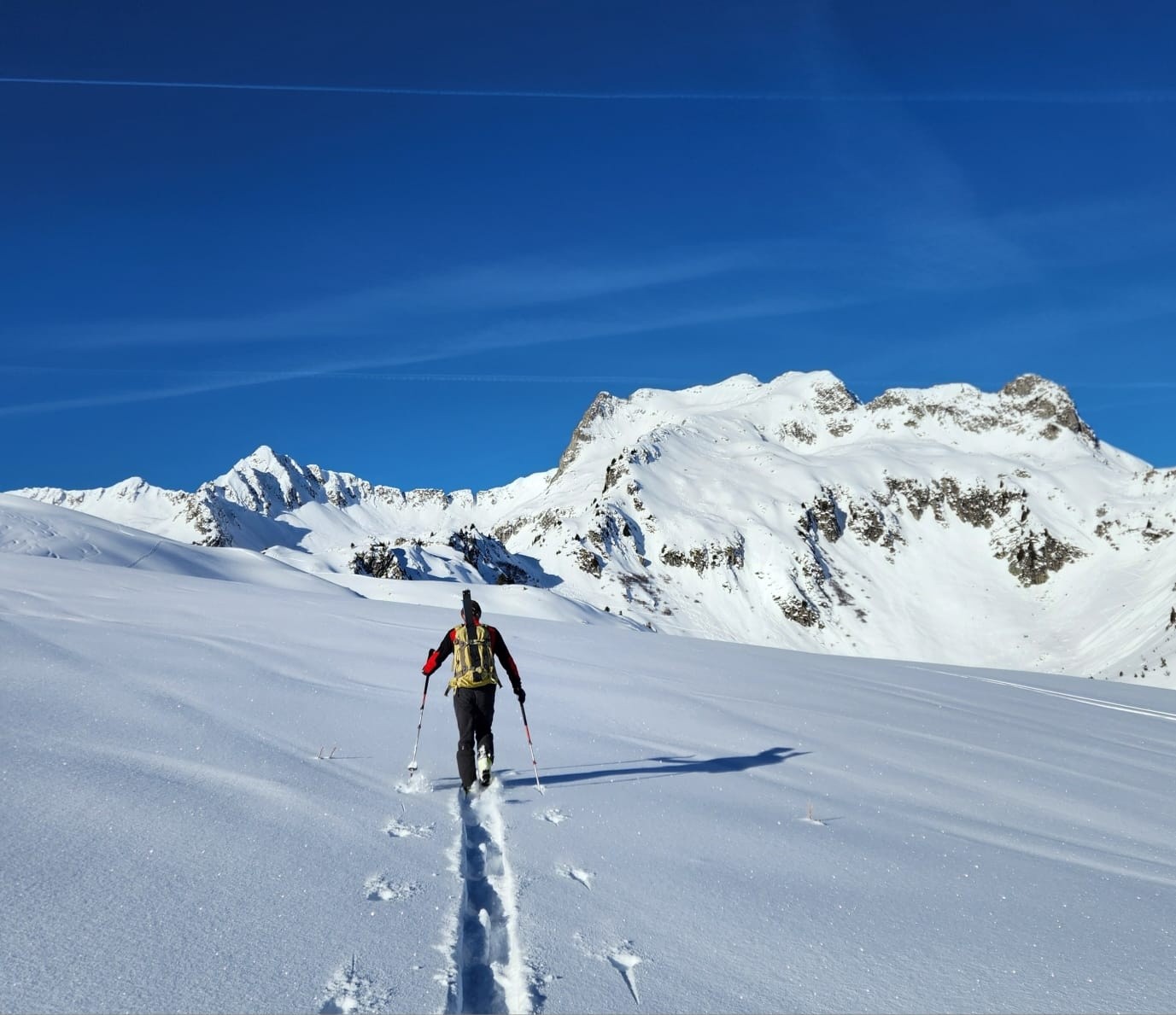  Avant le col, vue sur l'itinéraire de montée 