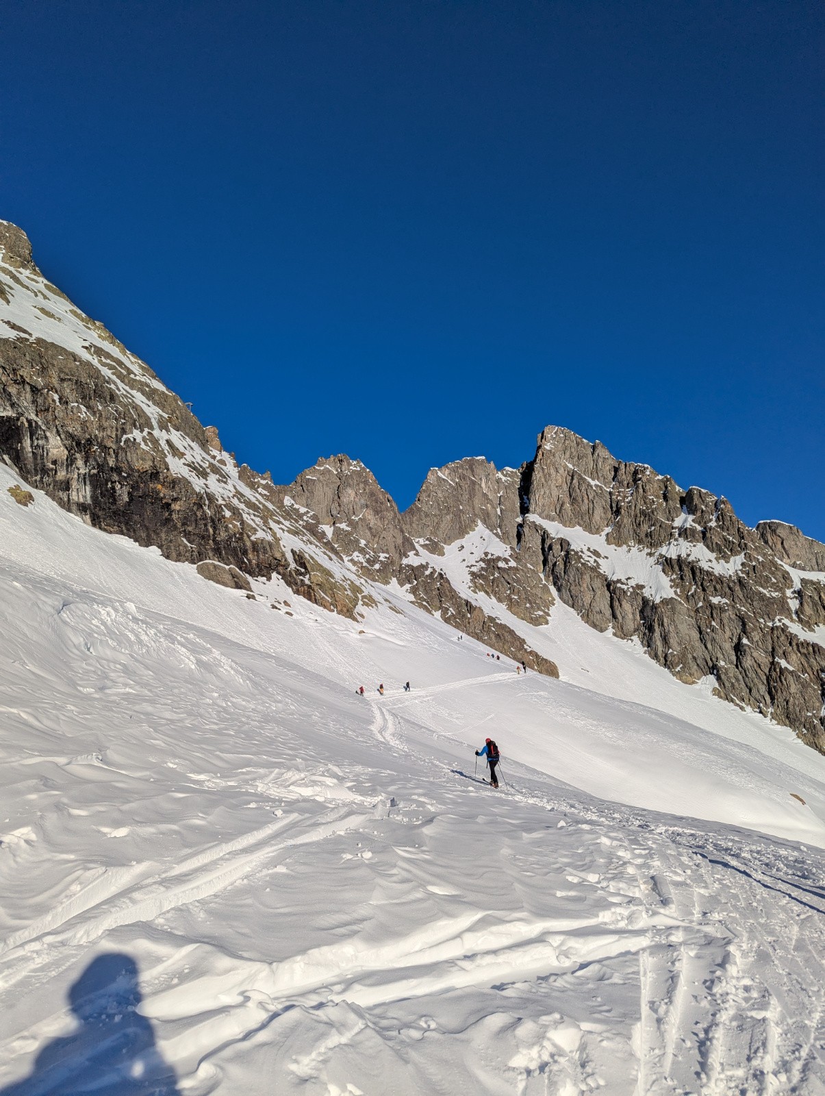 Départ de la rando, à la sortie du télé-ski de la Floria