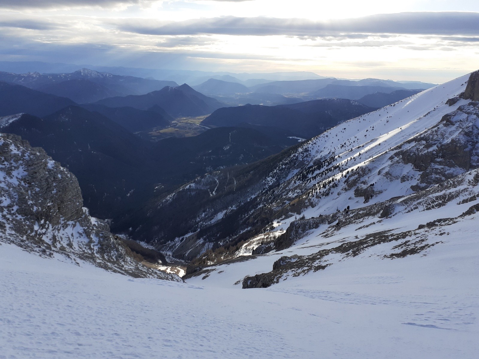 Début de la combe d'Aurouze, juste avant que ça ne se mette à plonger 