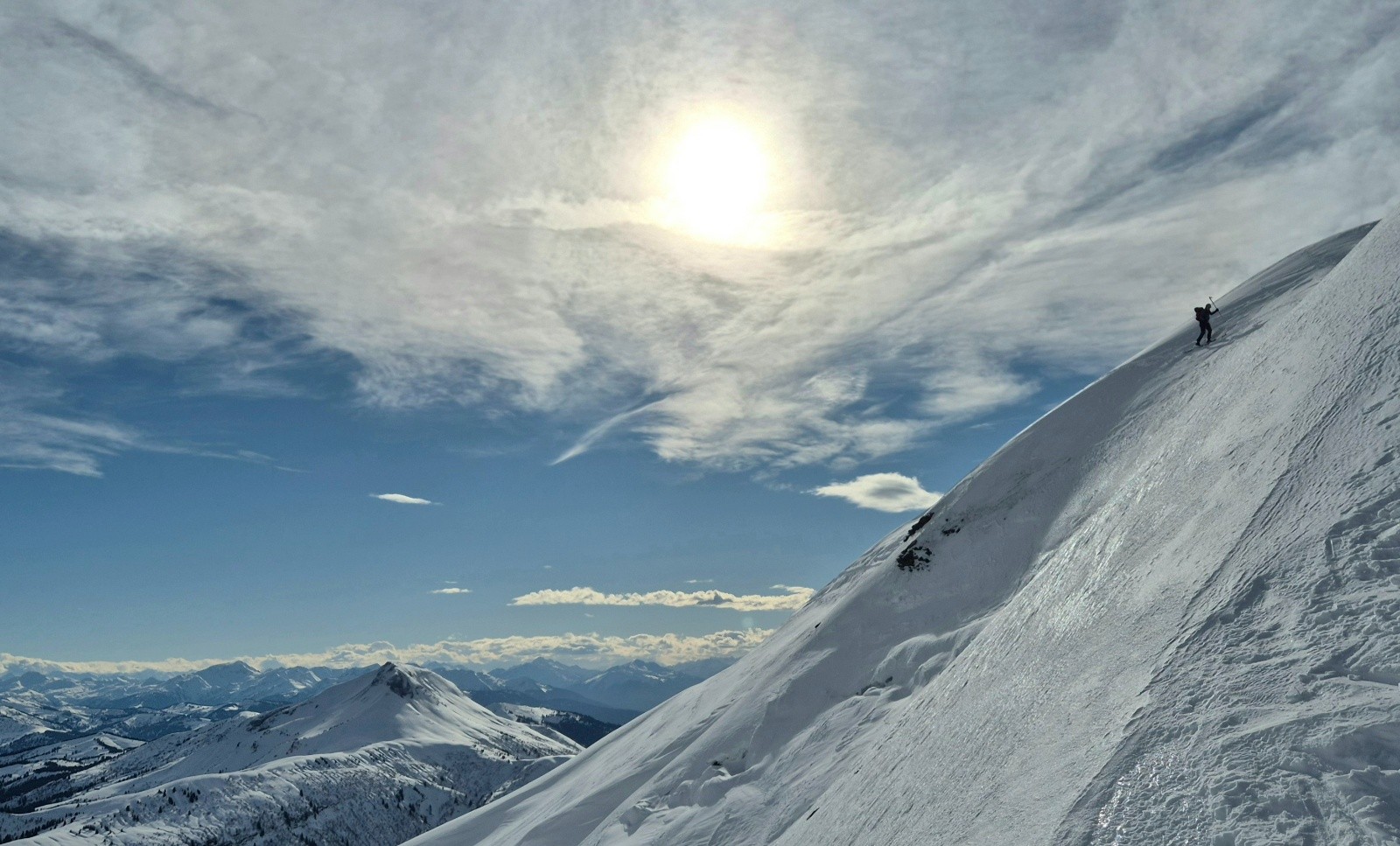 En redescendant sur le col ’de Doran un peu expo !