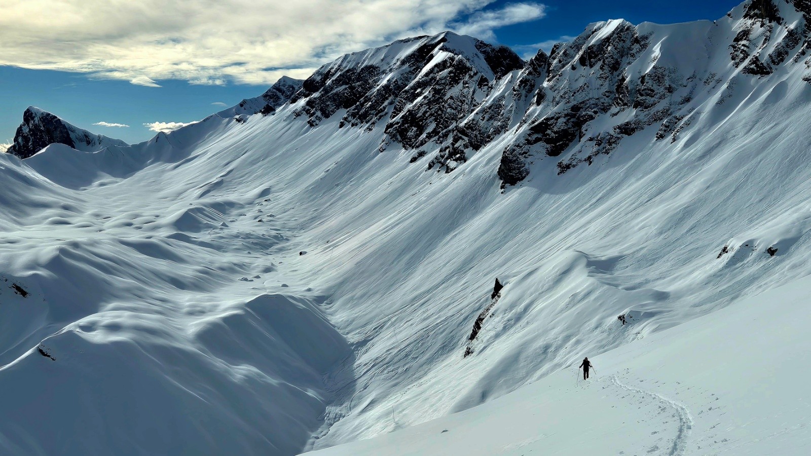 Dans la traversée délicate avalancheuse entre Chombas et Doran