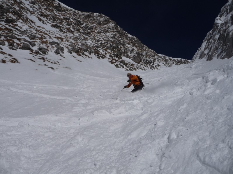 descente : romain en plein action dans le haut du couloir