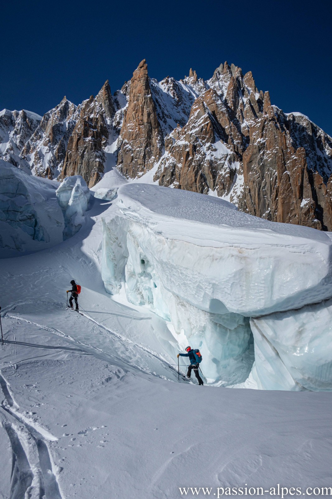 Sortie de la traversée et de la zone de crevasses