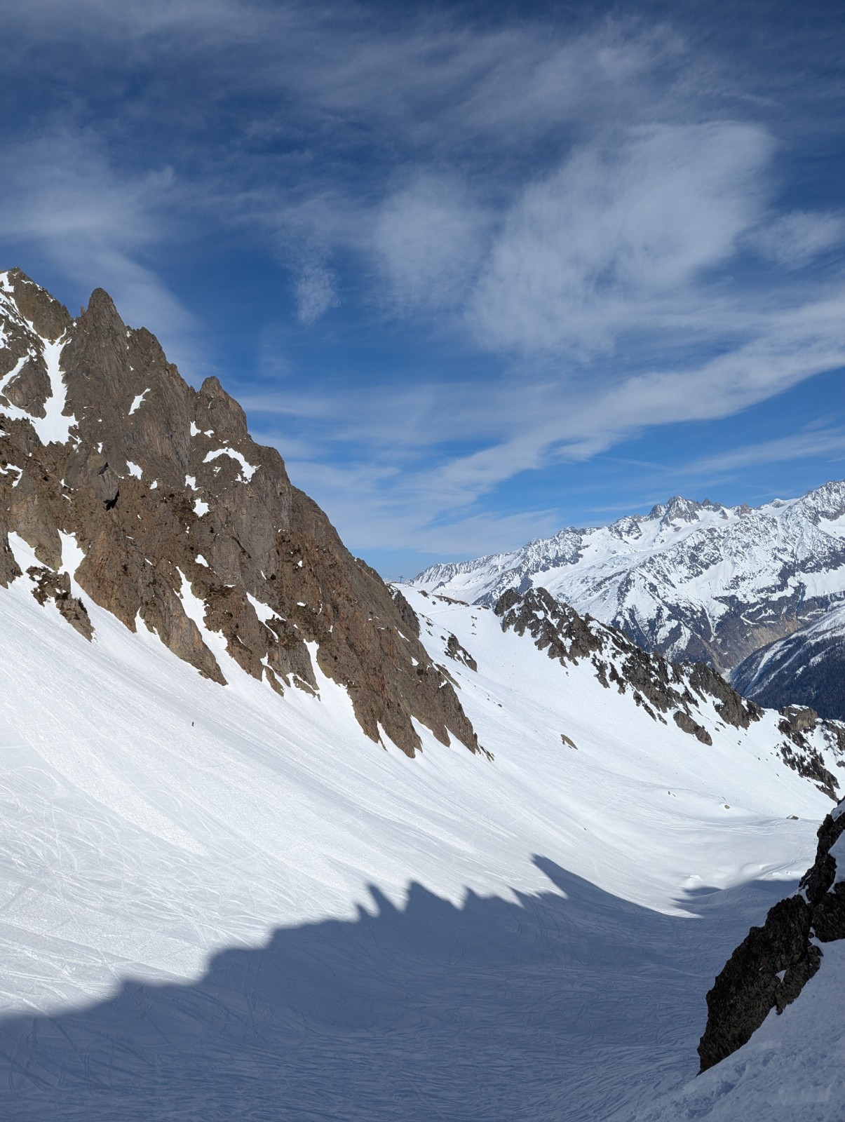 Combe de la Glière (neige assez trafollée par les nombreux passages de skieur)