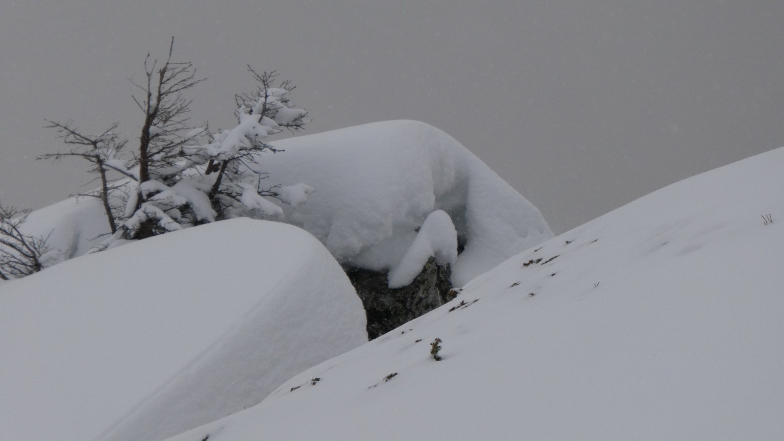 congères au sommet de la Montagne de Tigneux 