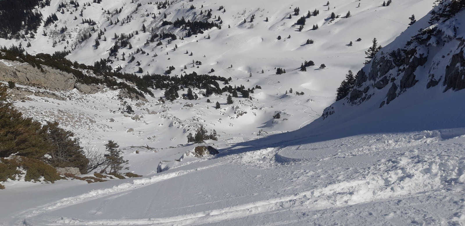 &nbsp;Entrée du couloir SE , déjà 2 traces de la veille&nbsp;