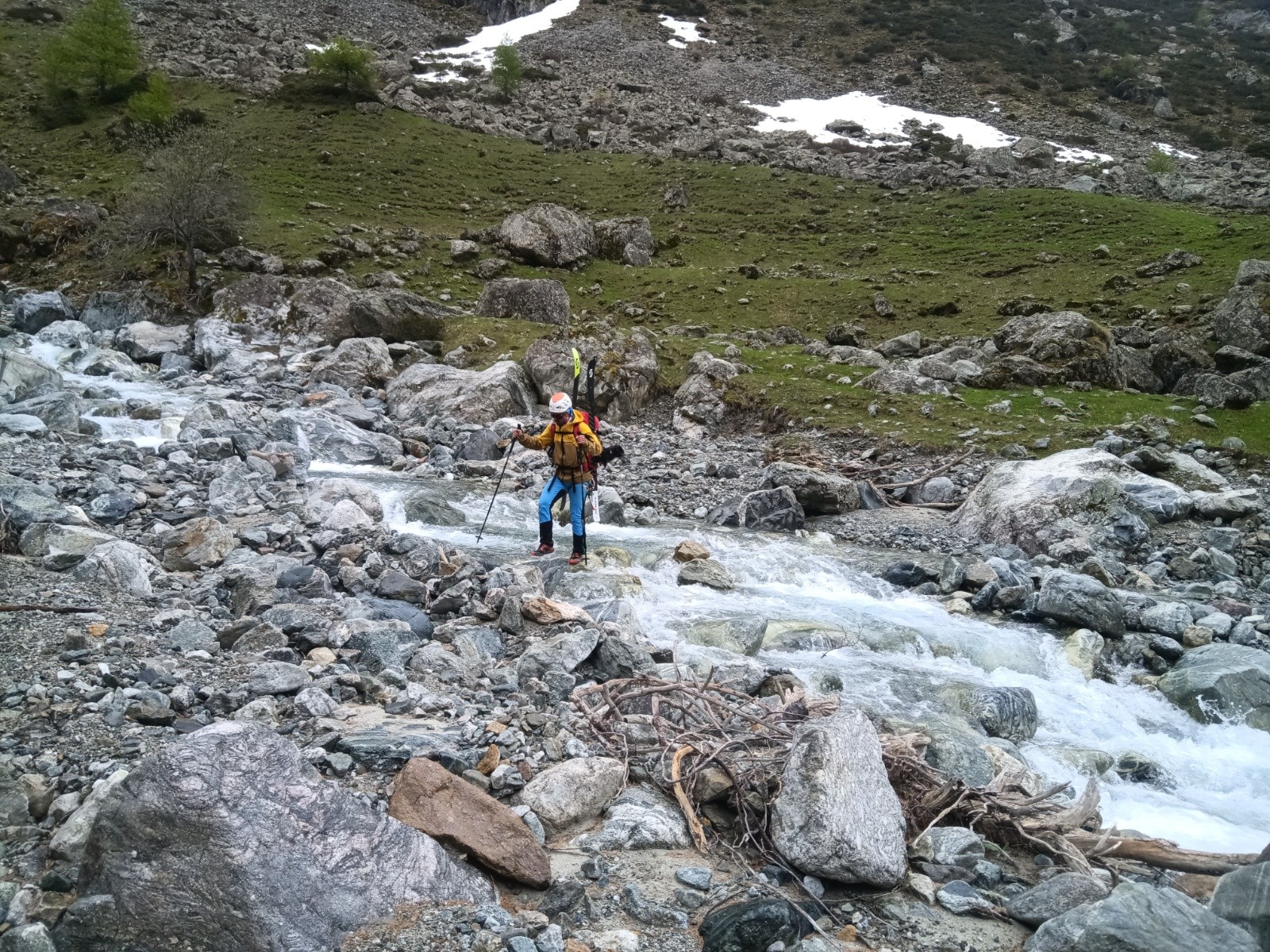 Traversée de torrent humide