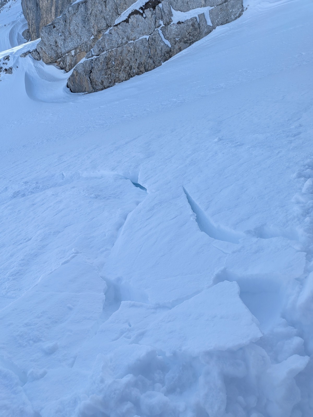 Cassure sous les skis en face E 