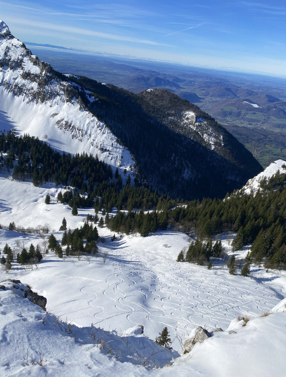 A la petite Vache et les traces de la première descente 