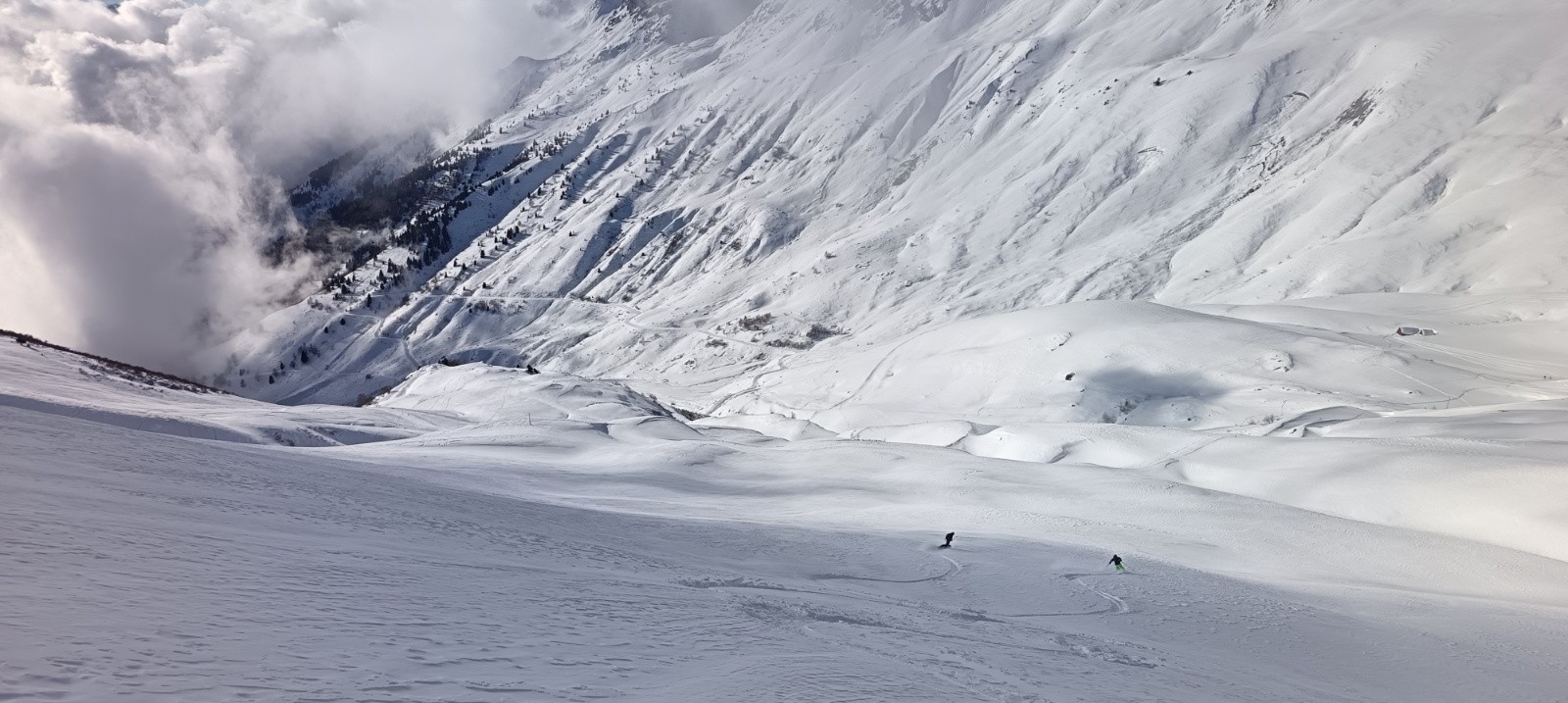 Les pentes sous Côte Belle à la descente 
