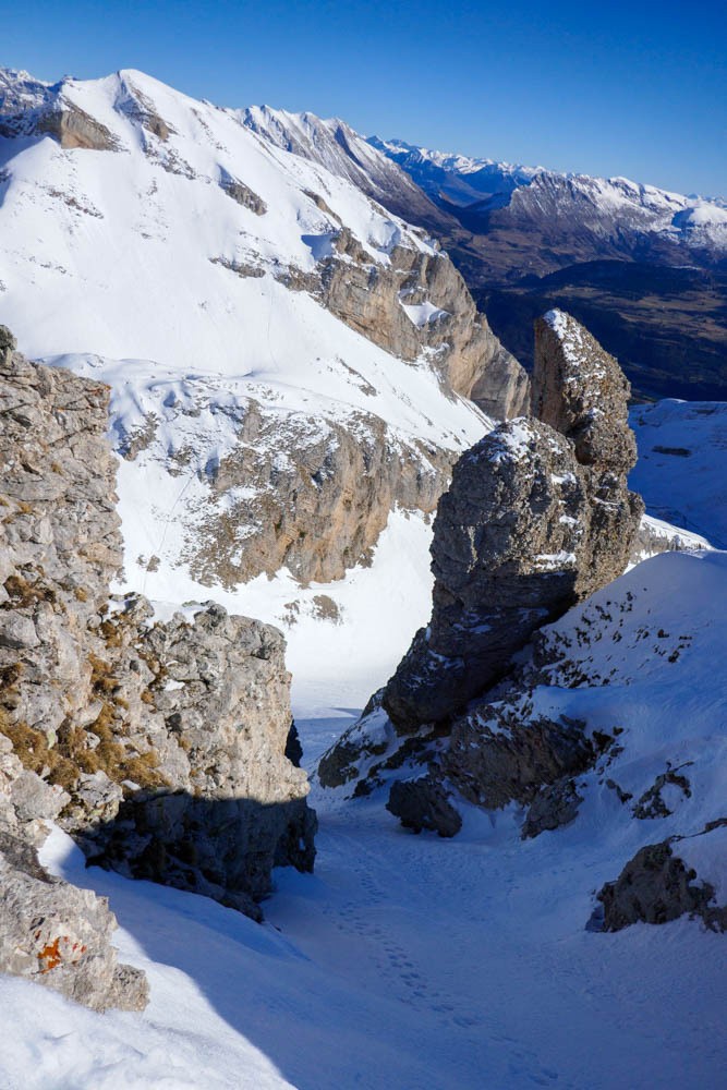 le couloir en neige trop croustillante