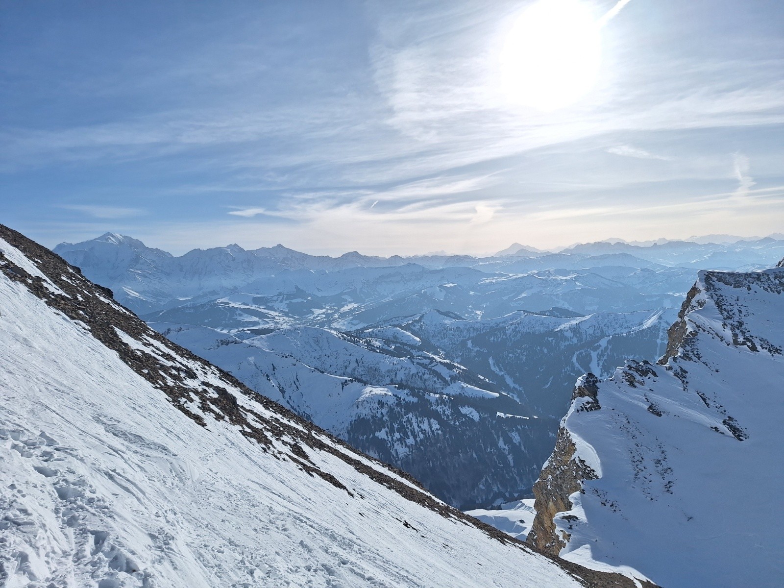 Mont Blanc et sommets de Savoie depuis le col sous Tête Pelouse