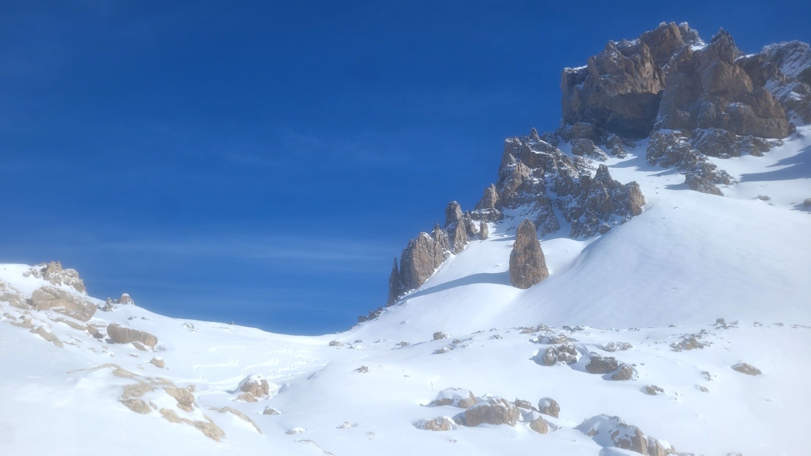 &nbsp;Sous le Pas de la Couletta. Caillasses potentiellement piegeuses