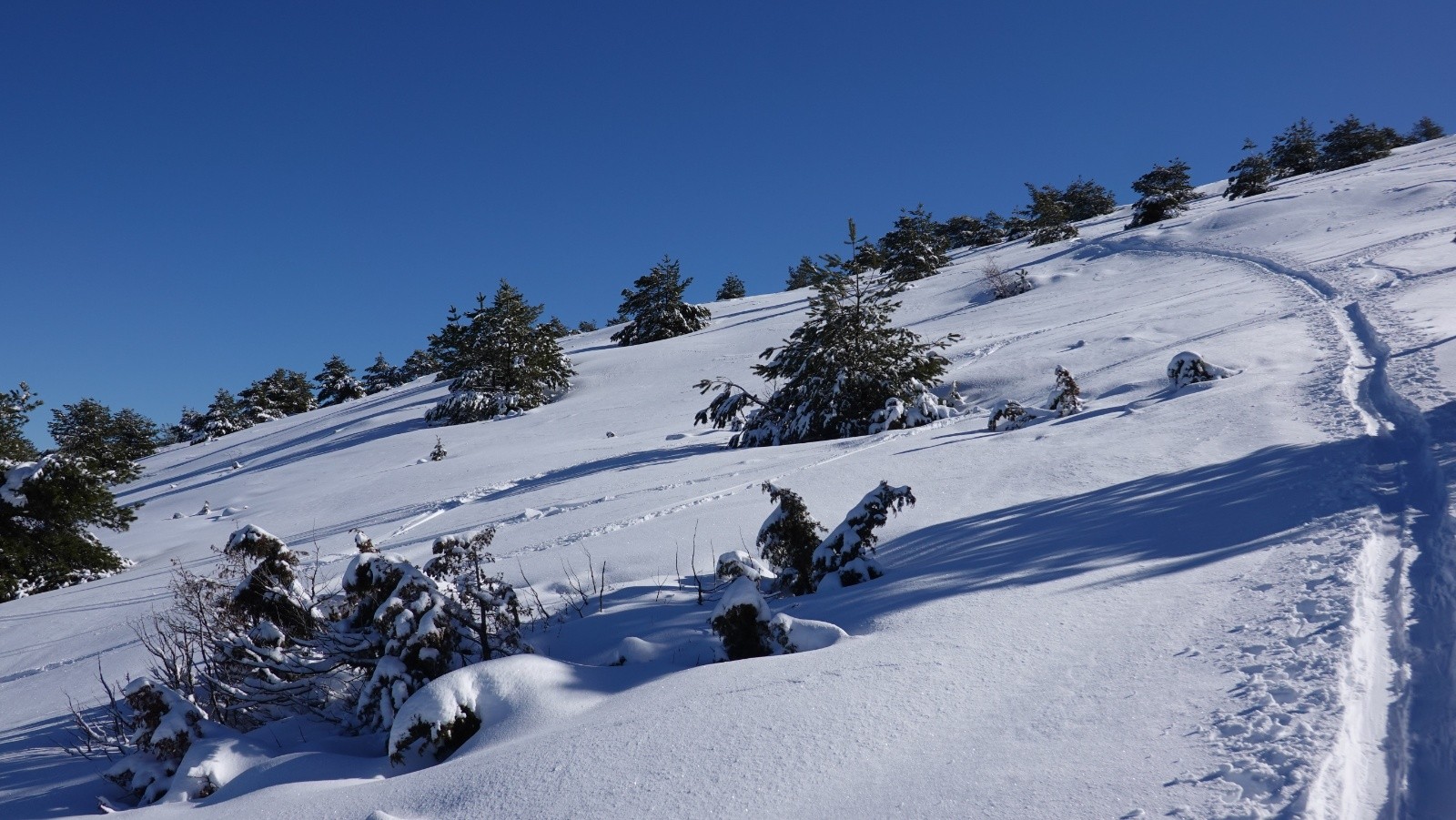 Trace de montée bien marquée par les passages