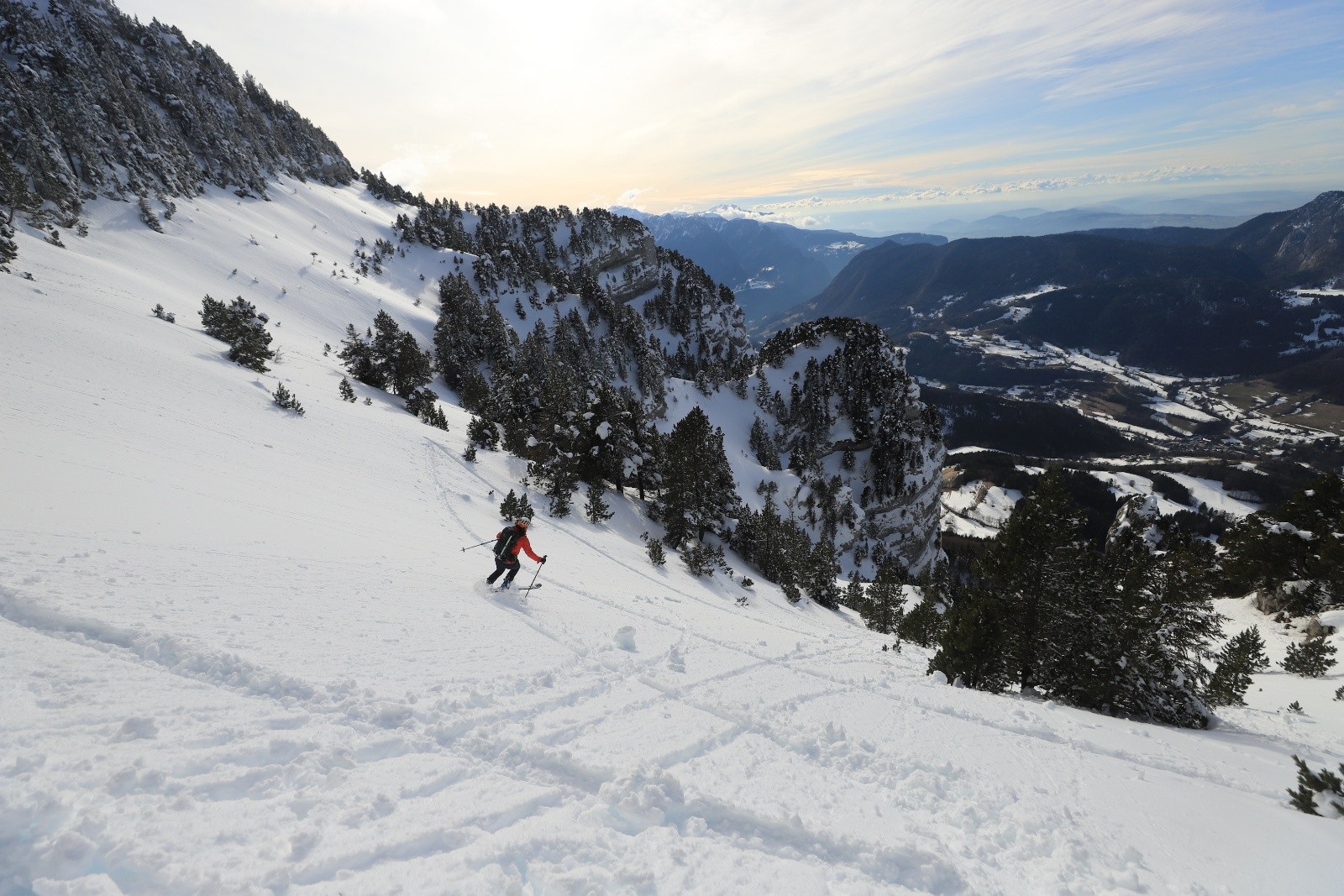 Descente des pentes supérieures