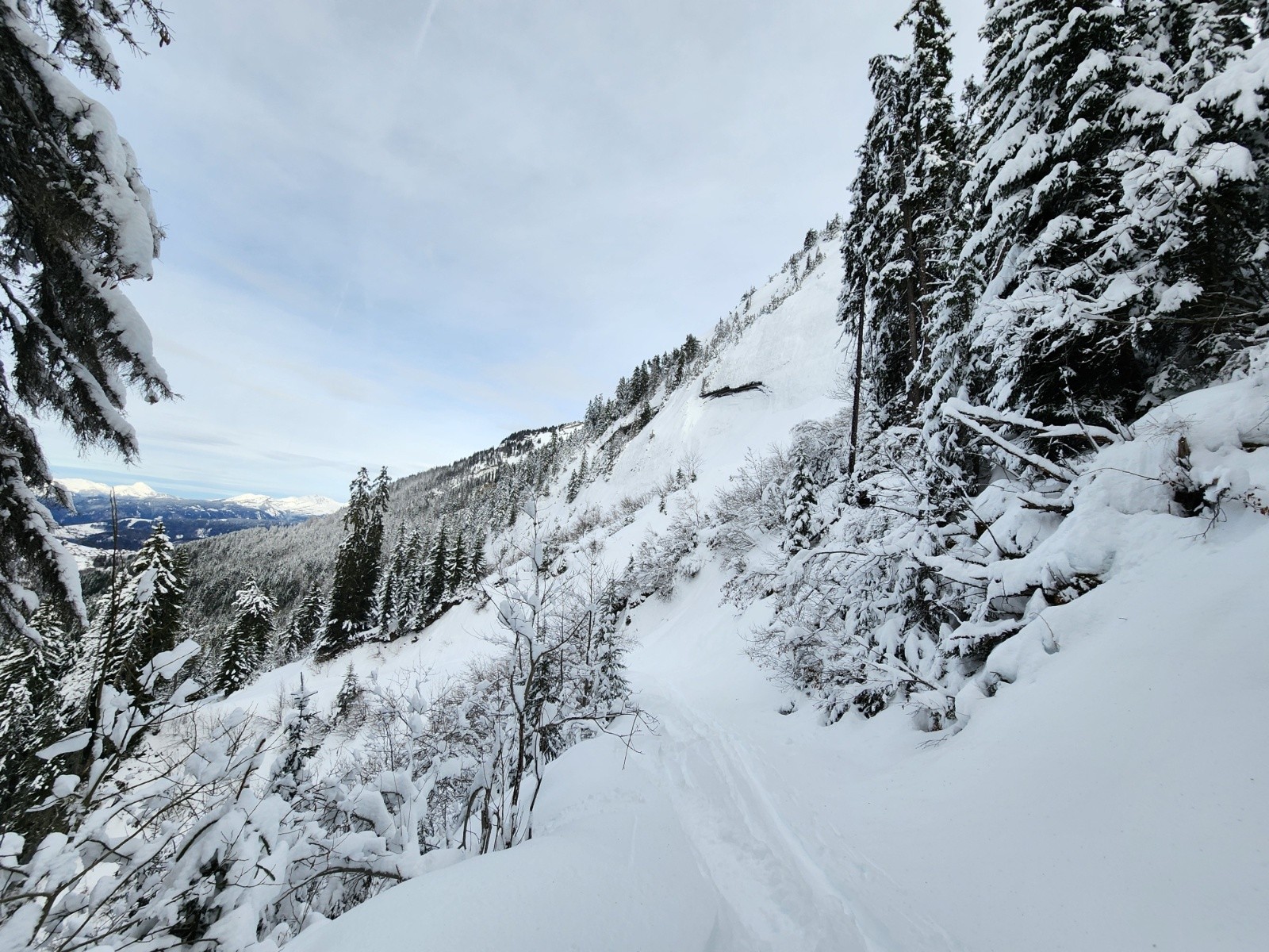 vue du couloir d'avalanche par dessus