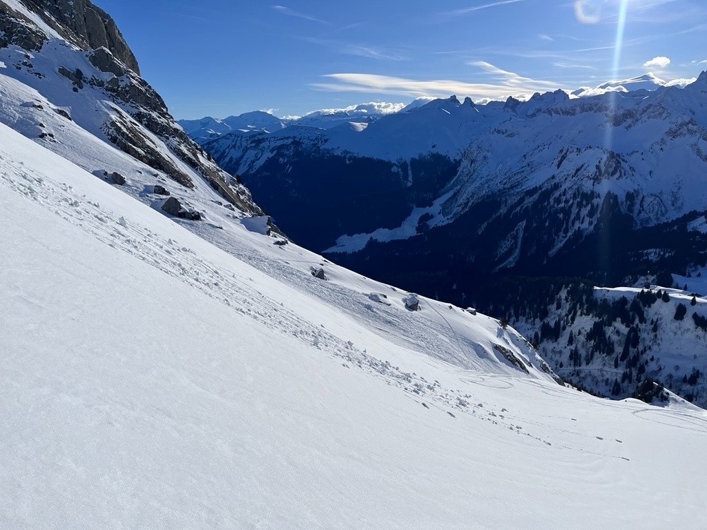 La grosse coulée de la rive gauche, partie de la Pointe du Midi jusqu'en bas de l'itinéraire de montée