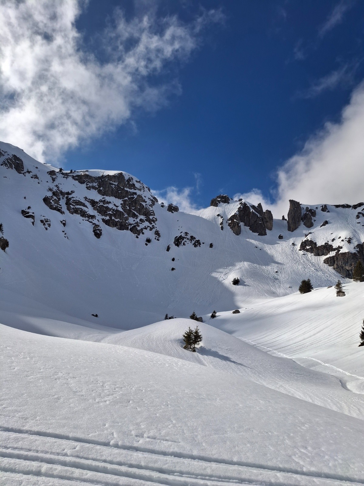 &nbsp;Couloir de descente à la sortie du couloir de Pététoz