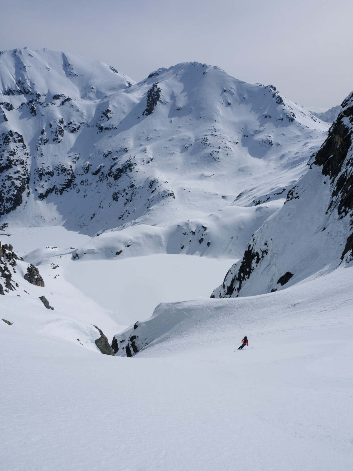 Le couloir Sorbo et la vue, lac de Capitellu, Maniccia et Rotondo