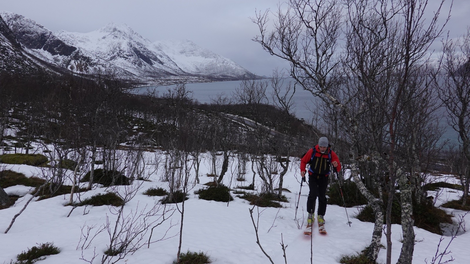 Progression classique dans les bouleaux avec une enneigement fragmentaire