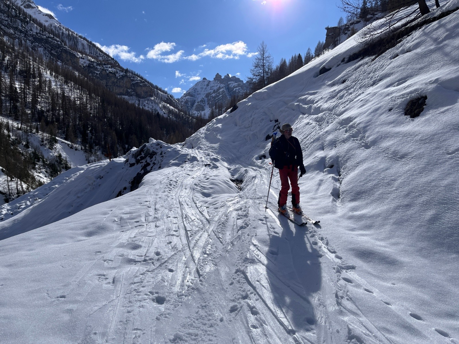 retour par la piste et ses nombreux déchaussages&nbsp;