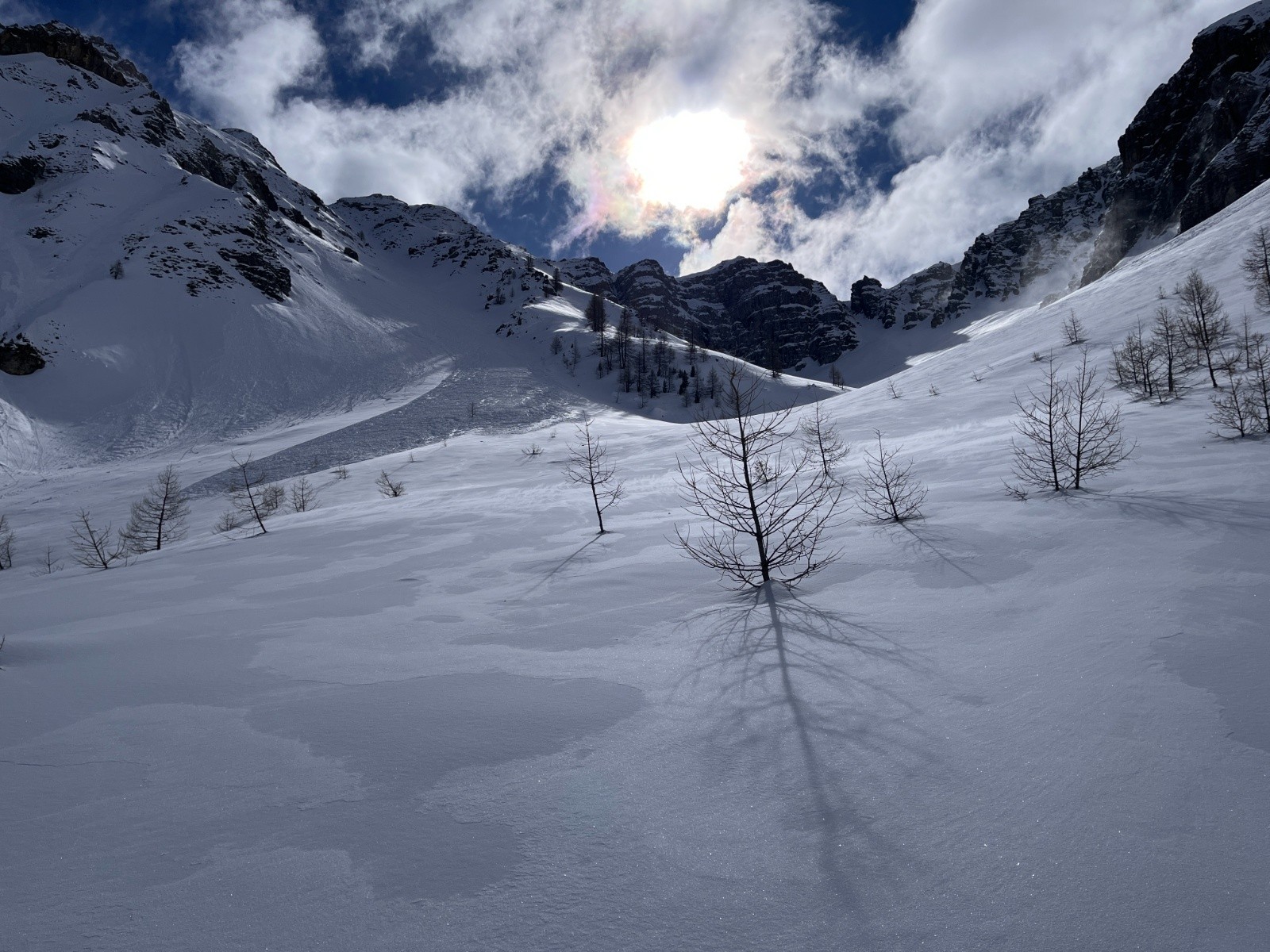 le bas du grand couloir NW du Bec (coulée)