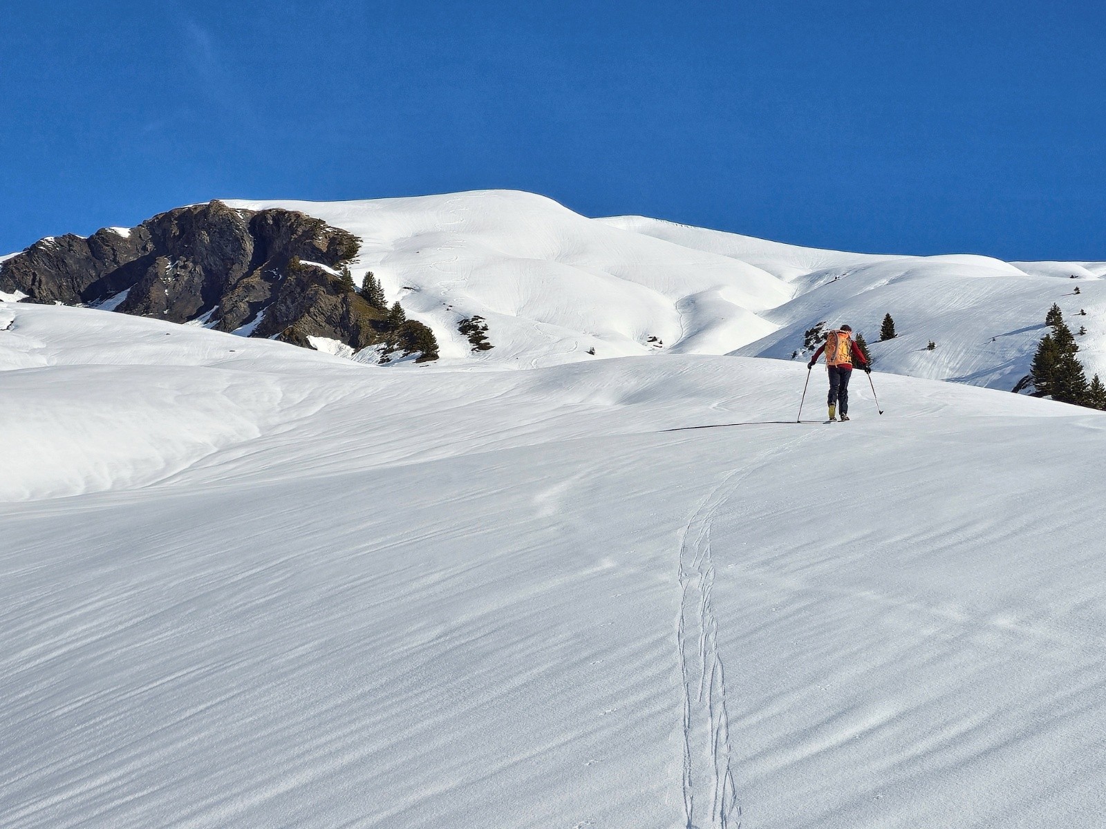 Au gré des vallonnements, avant de rejoindre le pied du versant sud.&nbsp;