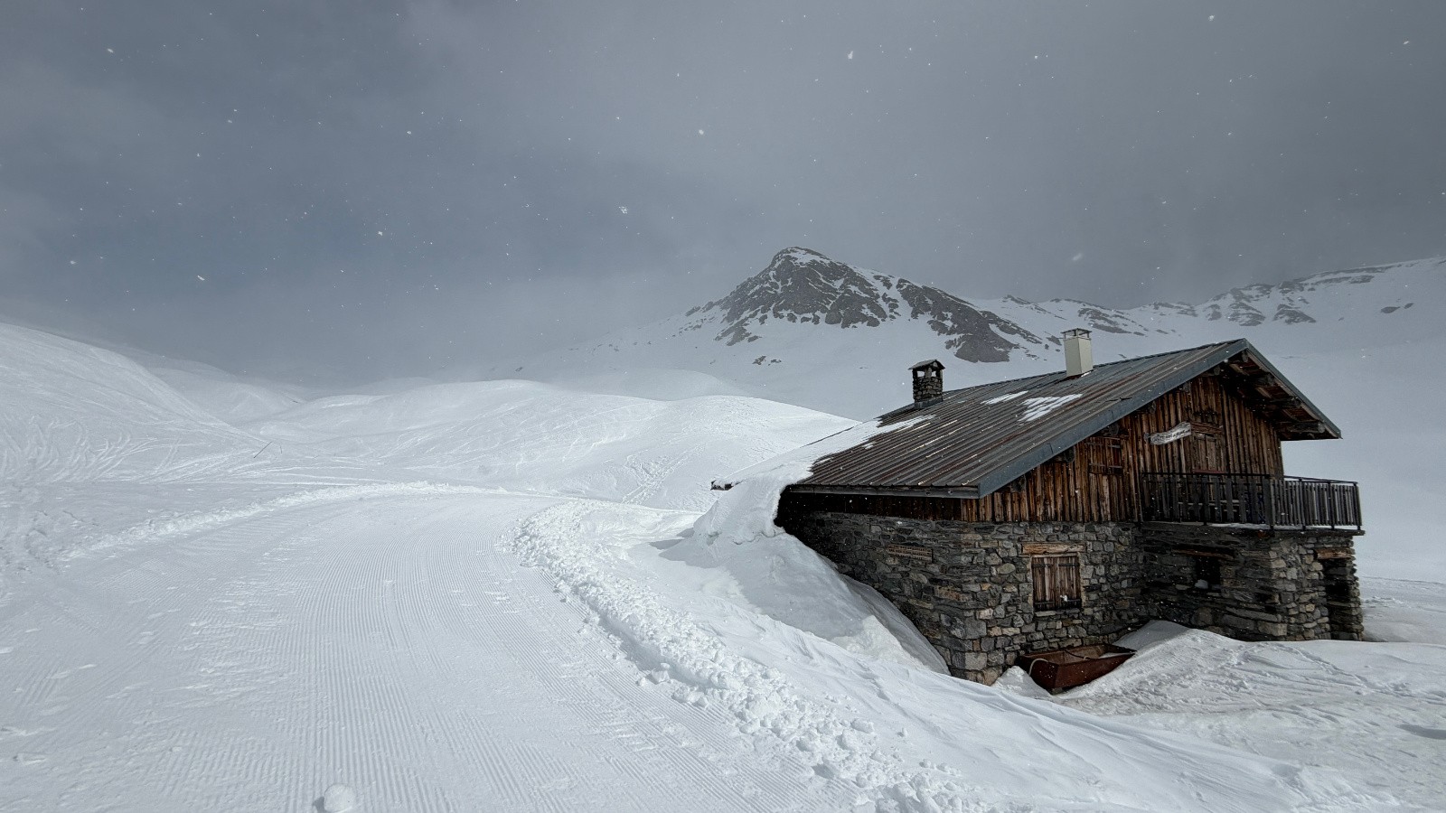 Quelques flocons au niveau du refuge&nbsp;