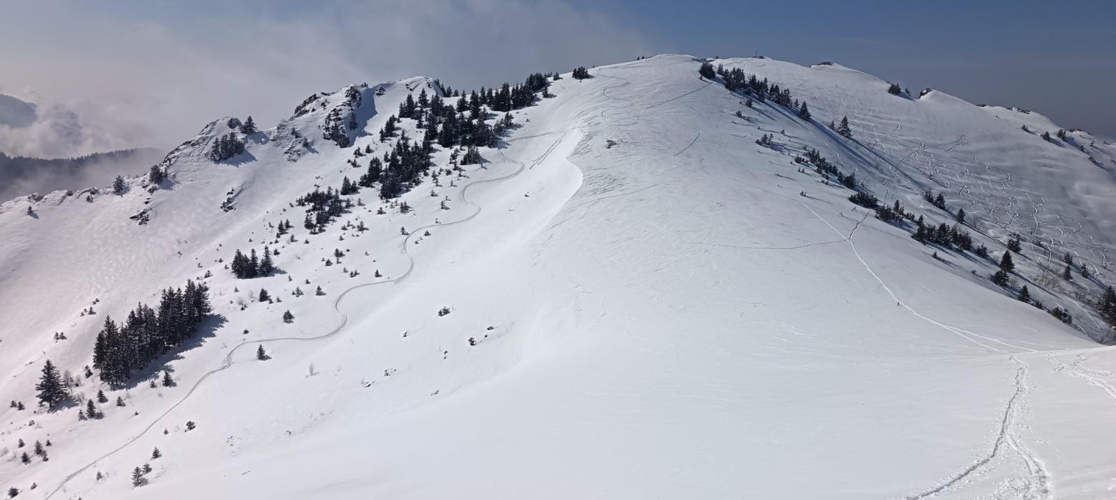 P'tit Som, trace de la 1ère descente à gauche, pas si mal même si c'est un peu lourd.&nbsp;