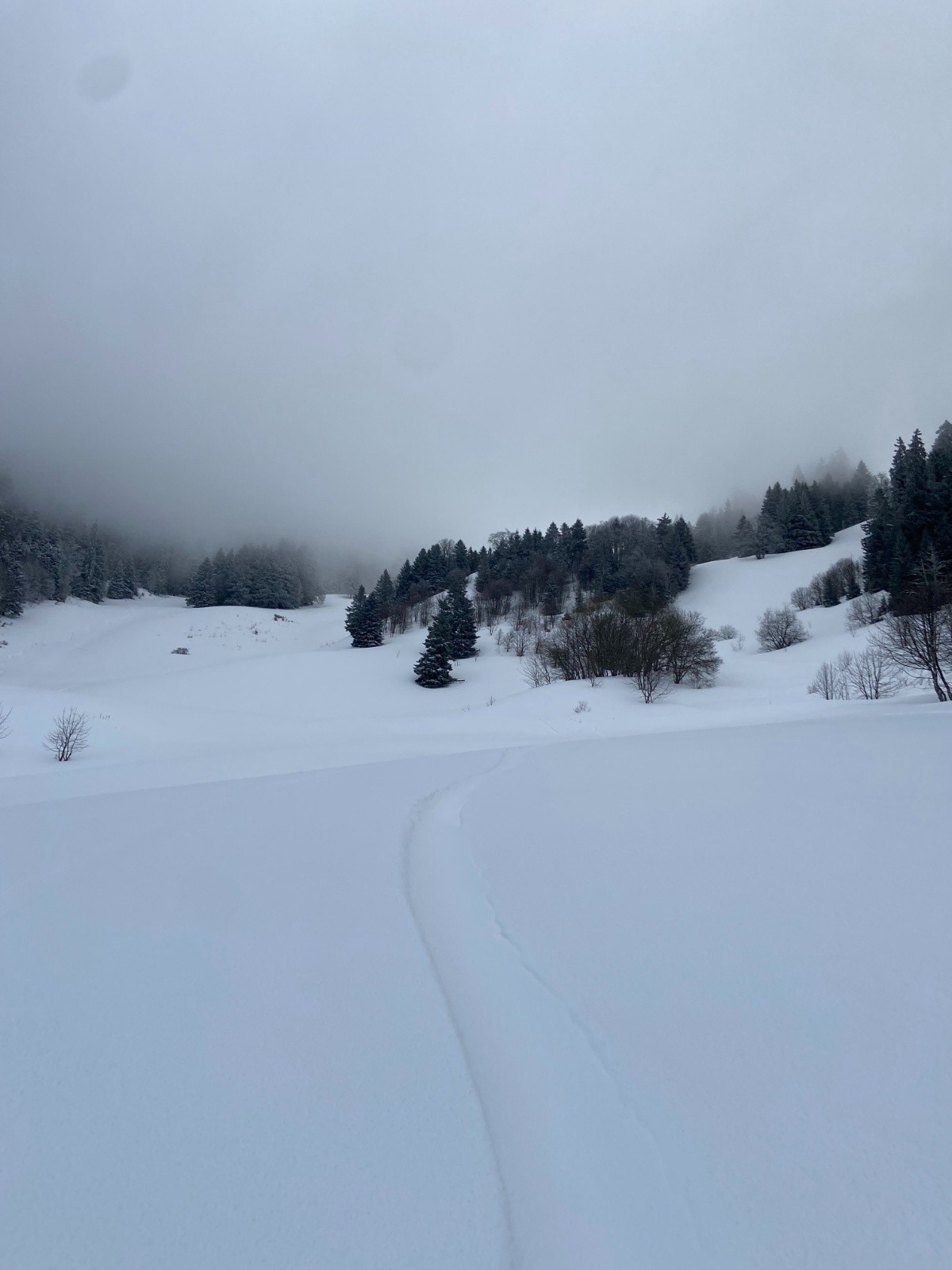 #2 Une trace de descente, qui n Une trace de descente, qui n'existait pas à la montée, recouverte par le vent.