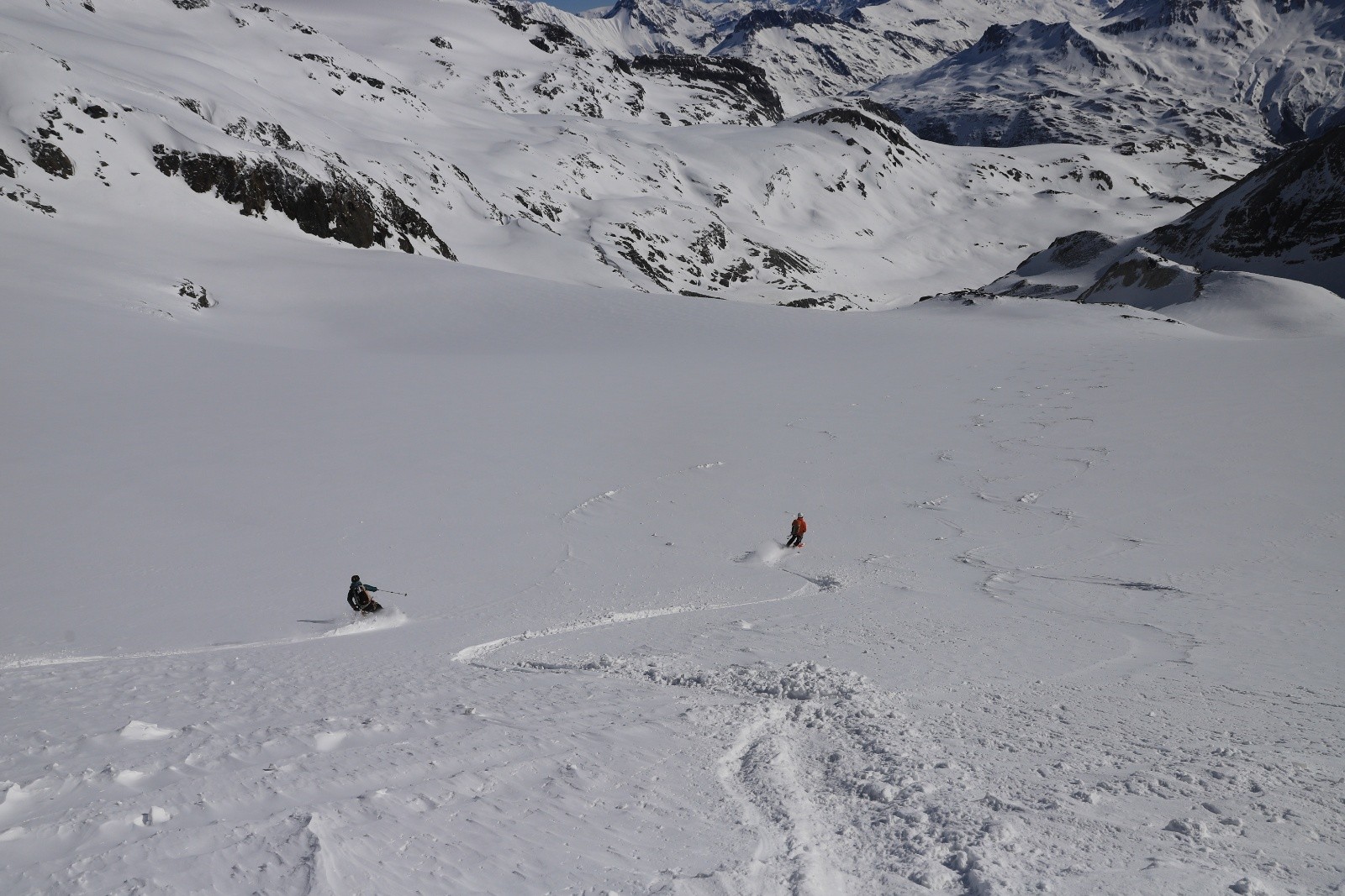 Partie supérieure du glacier de la Mahure tout poudre