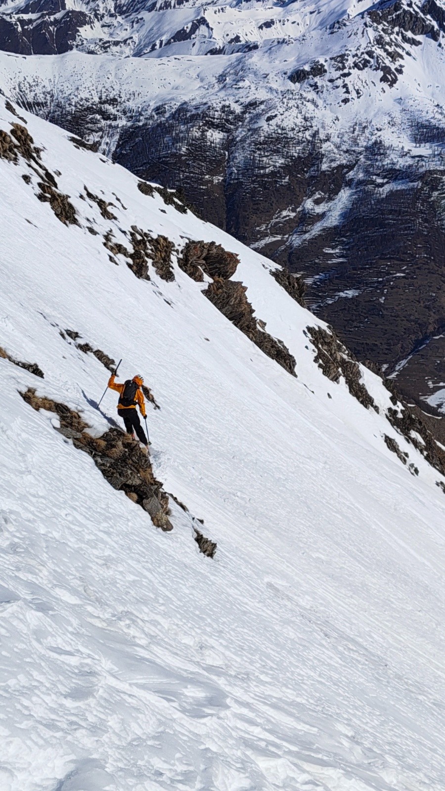 Virage en haut de la face