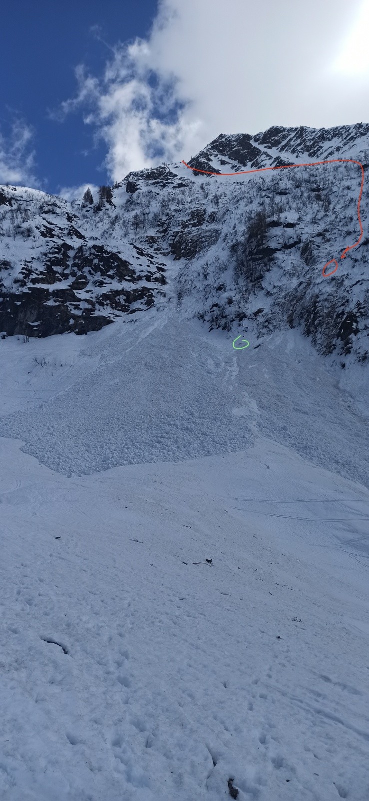 En rouge , où nous sommes passés avec les 4 autres, en vert, notre matos que j'avais déposé&nbsp;