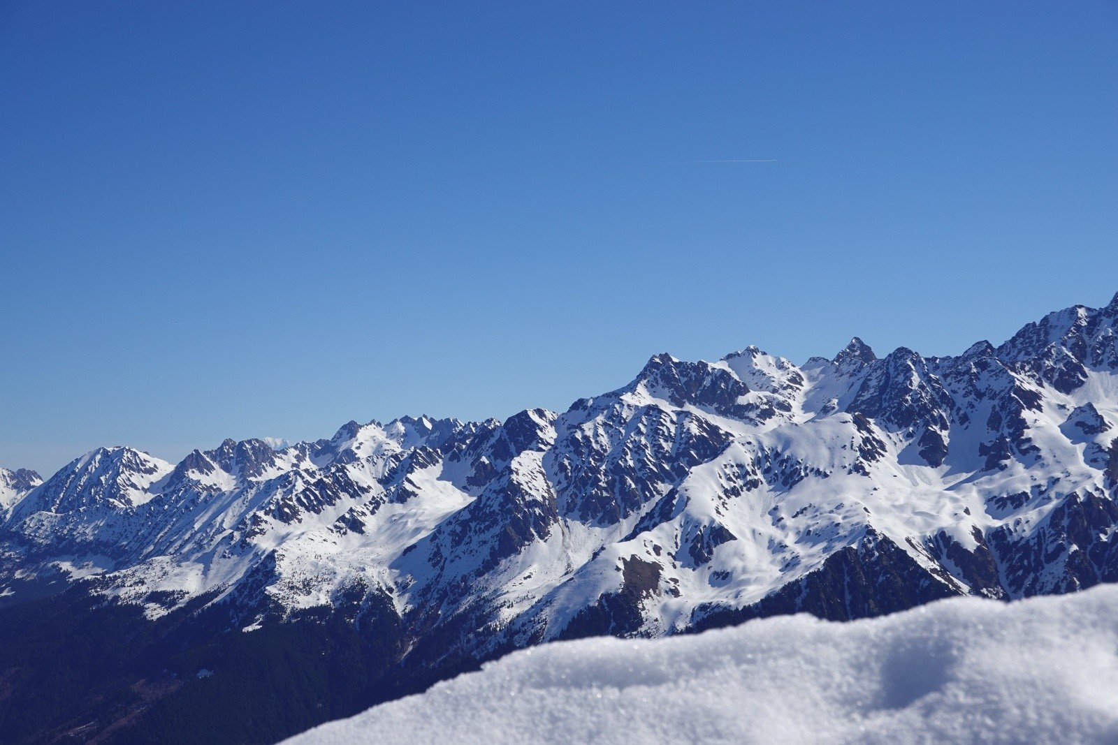 Au fond, le Mont Blanc