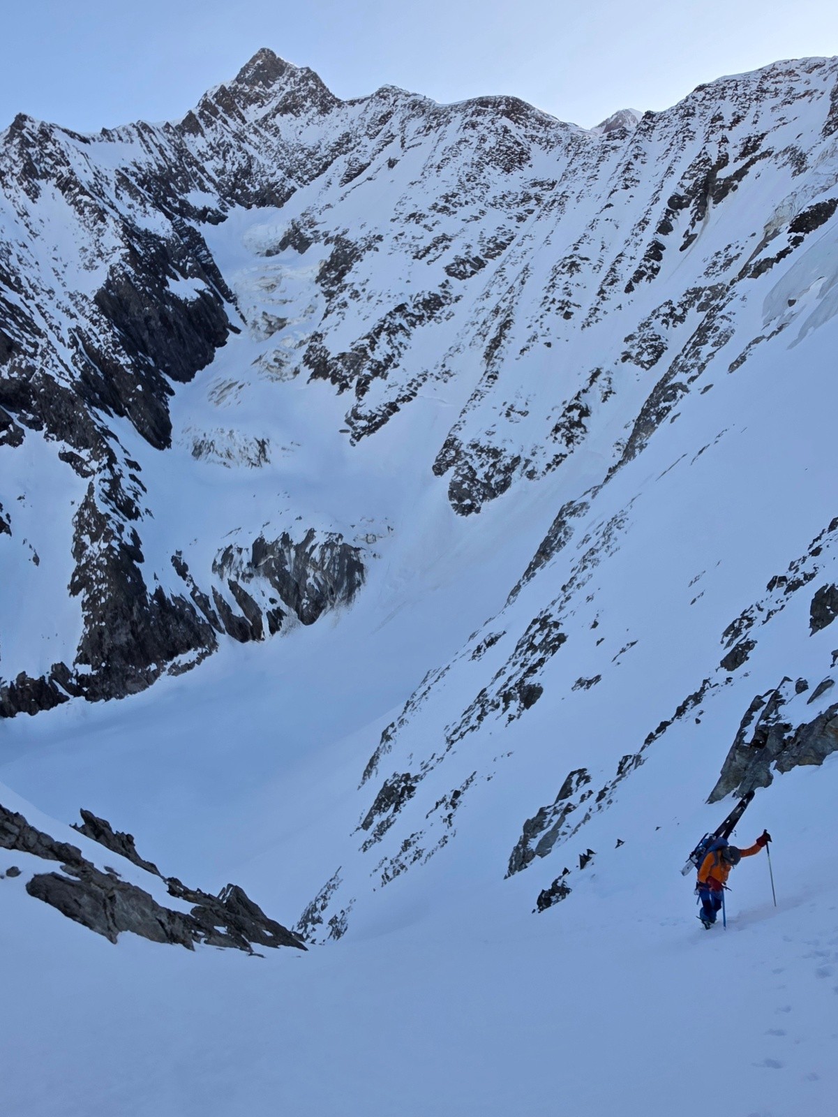 Sortie du couloir. Au fond Bionnassay&nbsp;