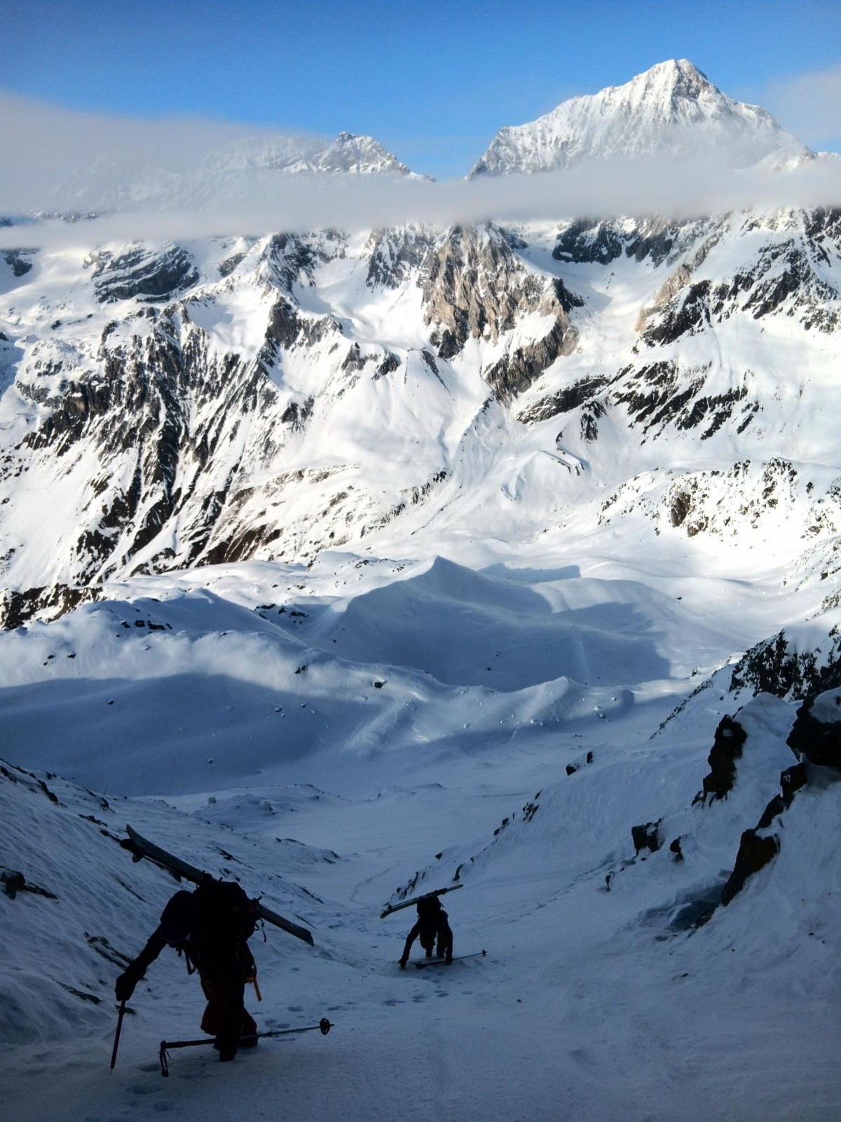 &nbsp;J6: Marine et Mathieu dans le 2nd couloir de la Cima di Forni Occidentale (4.3/E2)