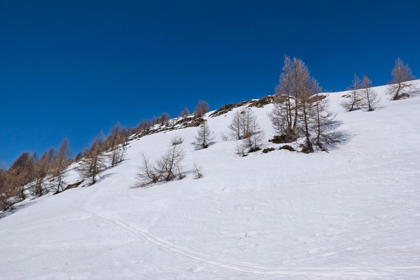 Début descente Pousterle. Tout en haut c'est bon mais ça se complique rapidement