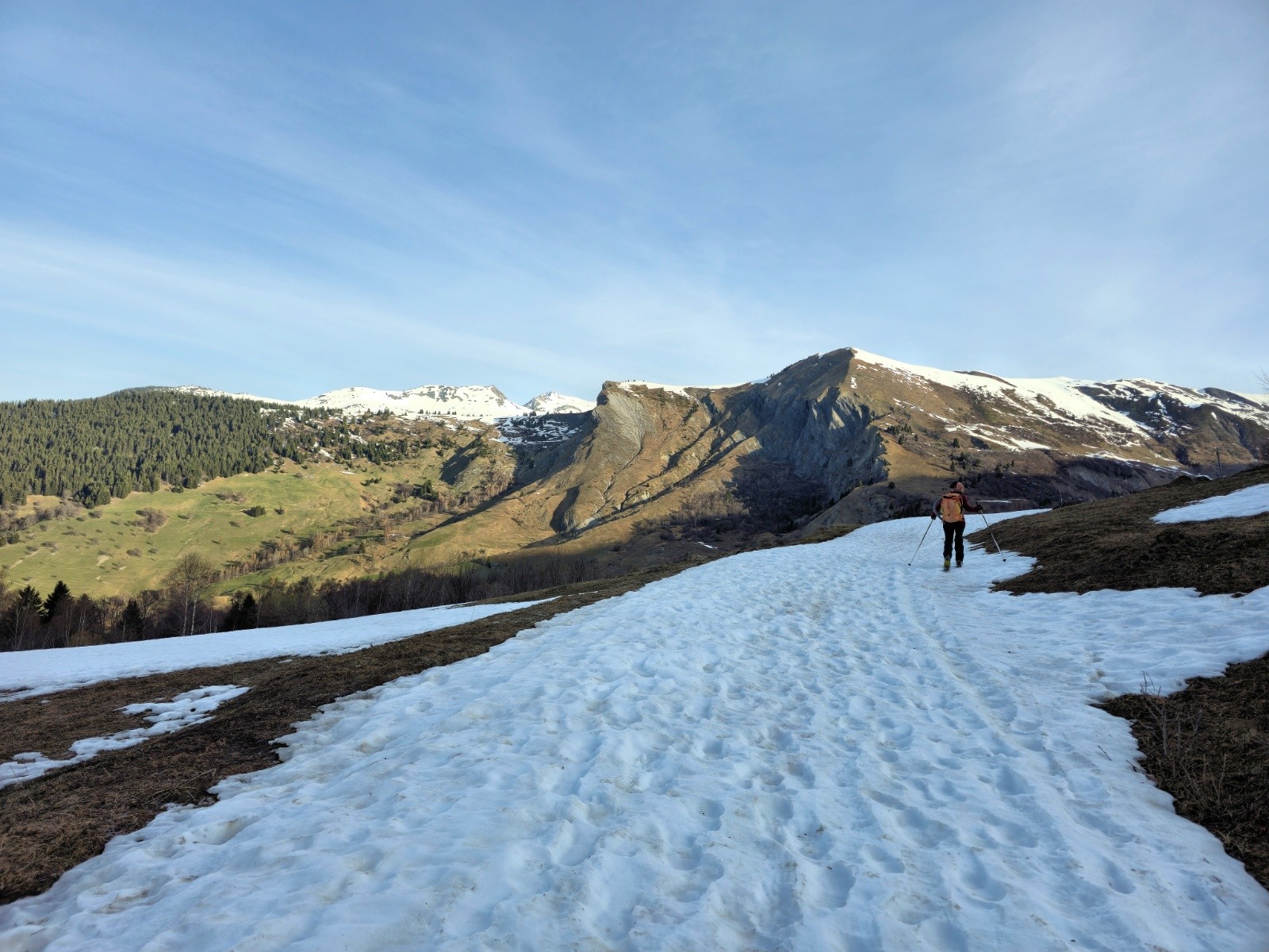Les alpages désormais déneigés du Roc Marchand.&nbsp;