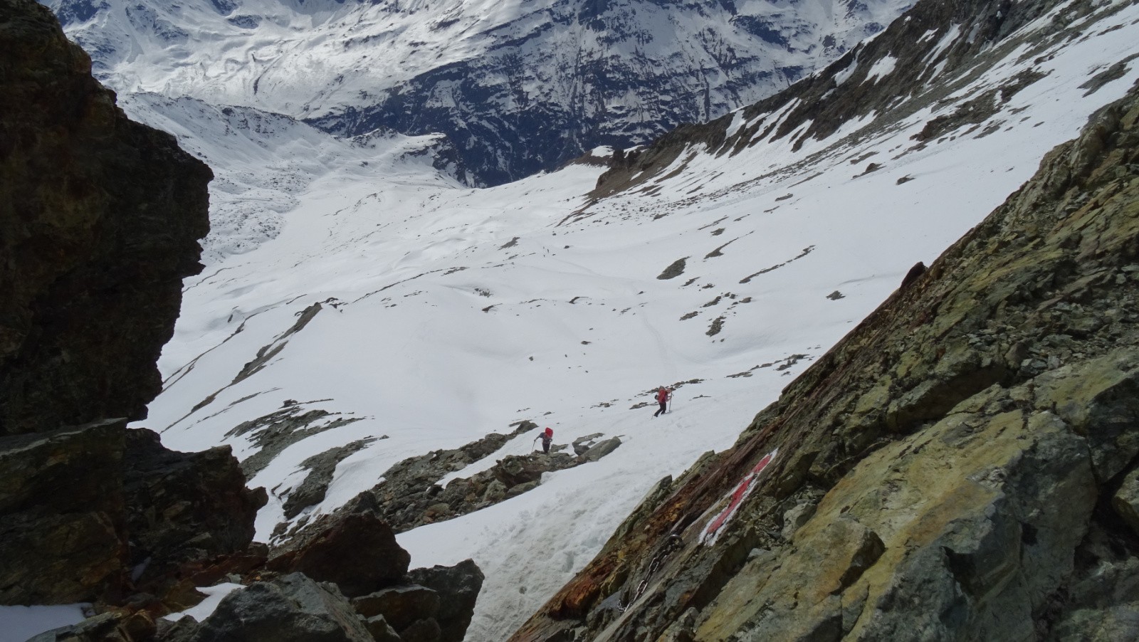 Entre le Roc de Vache et Tracuit, le petit passage en escalade, final de la montée du jour
