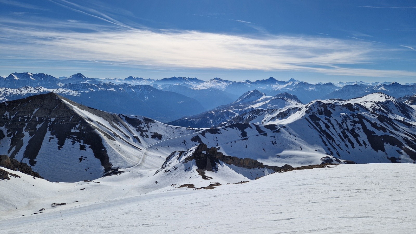Chaberton, Rochebrune et Viso depuis l'Yret&nbsp;