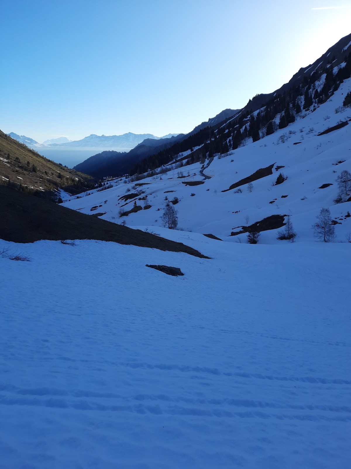 Dans le rétro en montant vers le Plan des Trois Eaux