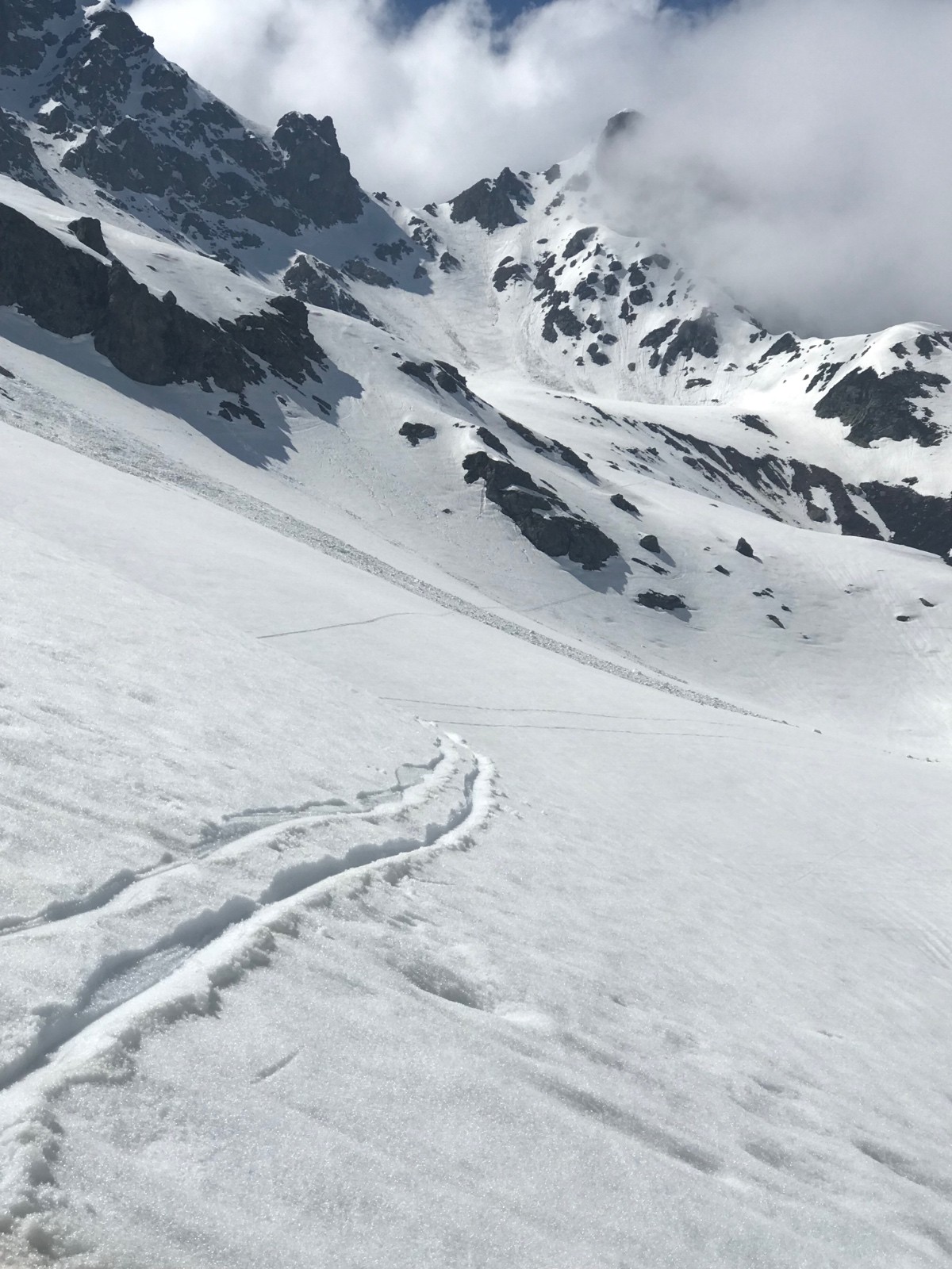 Dans le rétro, sous le pic Coutet&nbsp;
