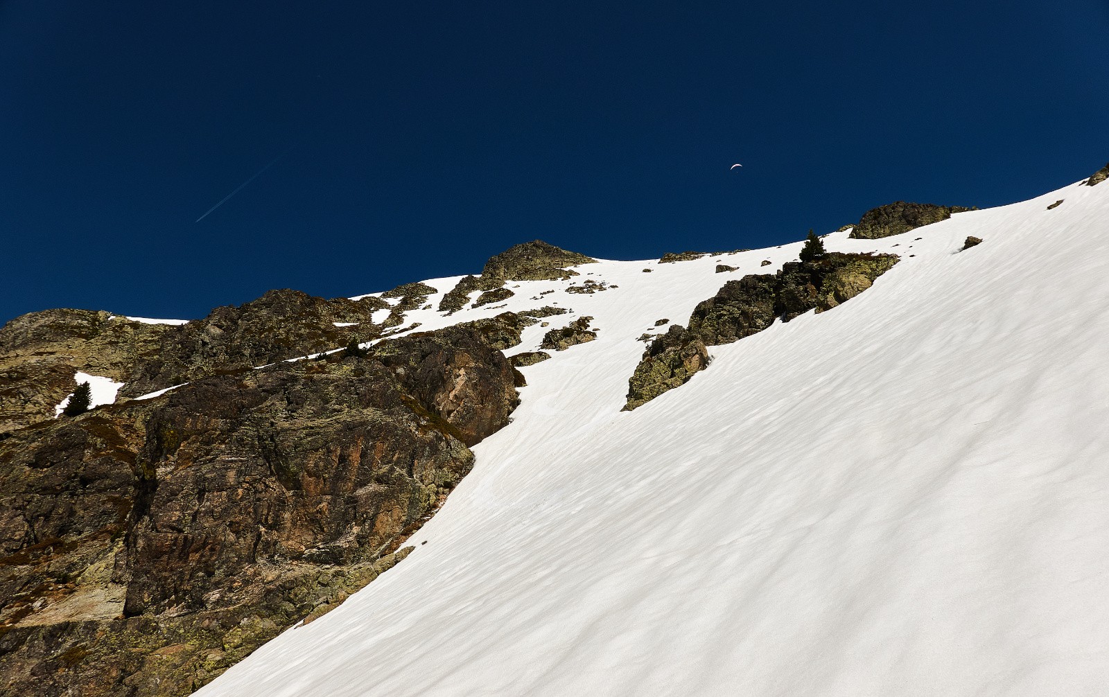 Chaude remontée et vue sur la directe skiée...