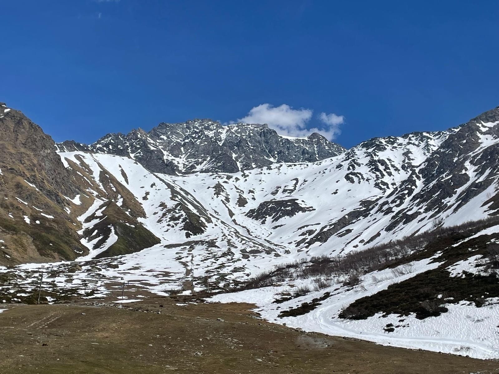 &nbsp;Une idée de l'enneigement au départLe Velan au fond à droite