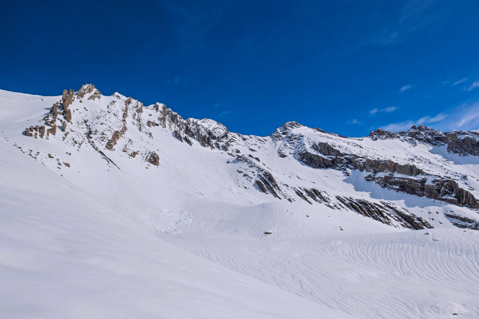 Pointes des Rougnoux, la facette à skier tout à gauche
